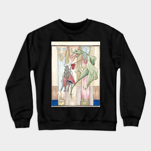 Knight and Dragon Medieval Fantasy Crewneck Sweatshirt by Miriam Steinau